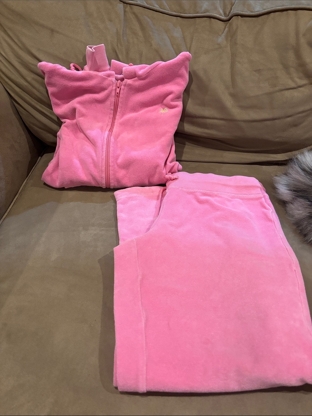 Lilly Pulitzer Pink Velour Zip Jacket & Pants Set